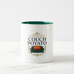 Zertifizierter Couchkartoffel-Kaffeebecher – Grüne Zweifarbige Tasse