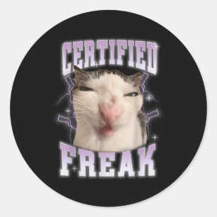 Zertifizierter Freak isst Zement Verfluchte Katze Runder Aufkleber