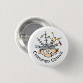 zertifizierter Genius Thinking Cap Funny Cartoon Button (Vorne & Hinten)