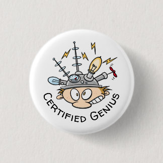 zertifizierter Genius Thinking Cap Funny Cartoon Button