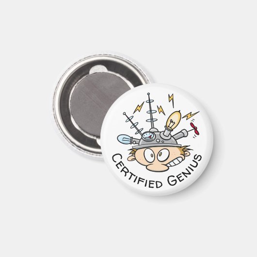 zertifizierter Genius Thinking Cap Funny Cartoon Magnet (Vorderseite/Rückseite)