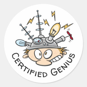 zertifizierter Genius Thinking Cap Funny Cartoon Runder Aufkleber