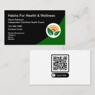 Zertifizierter Gesundheitscoach scannbarer QR-Code Visitenkarte