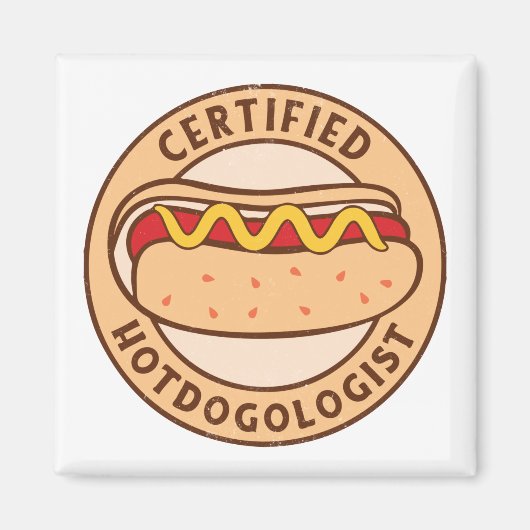 Zertifizierter Hotdogologe Funny Hot Dog Lover Magnet (Vorne)