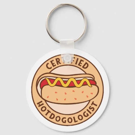 Zertifizierter Hotdogologe Funny Hot Dog Lover Schlüsselanhänger (Vorderseite)