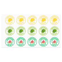 Zertifizierter Juicy Fruit Aufkleberbogen 