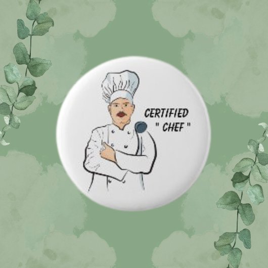 Zertifizierter Koch, White Men Simple Koch Round Button