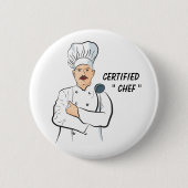 Zertifizierter Koch, White Men Simple Koch Round Button (Vorderseite)