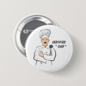 Zertifizierter Koch, White Men Simple Koch Round Button (Vorne & Hinten)