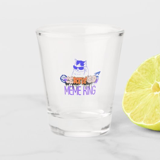 Zertifizierter Meme-König-Katze Schnapsglas (Vorderseite)