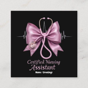Zertifizierter Pflegeassistent CNA Coquette Bow Quadratische Visitenkarte