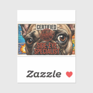 Zertifizierter Seitenblick-Spezialist Lustiger Fra Aufkleber