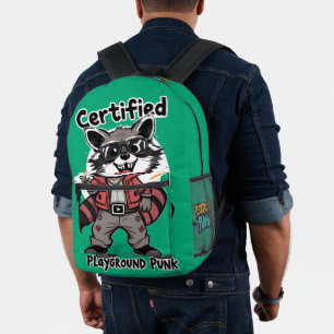 Zertifizierter Spielplatz-Punk Waschbär-Sonnenbril Bedruckter Rucksack