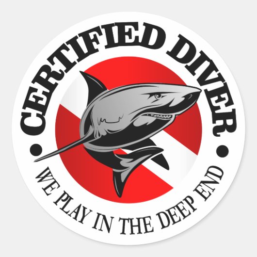 Zertifizierter Taucher (Shark) Runder Aufkleber (Vorderseite)