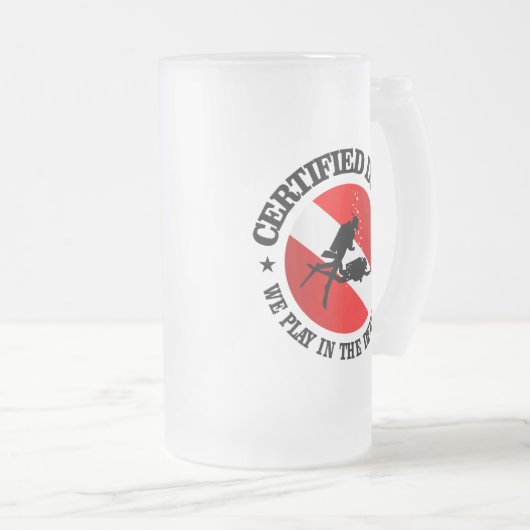 Zertifizierter Taucher (Tiefe Seite) Mattglas Bierglas (VorderseiteRechts)