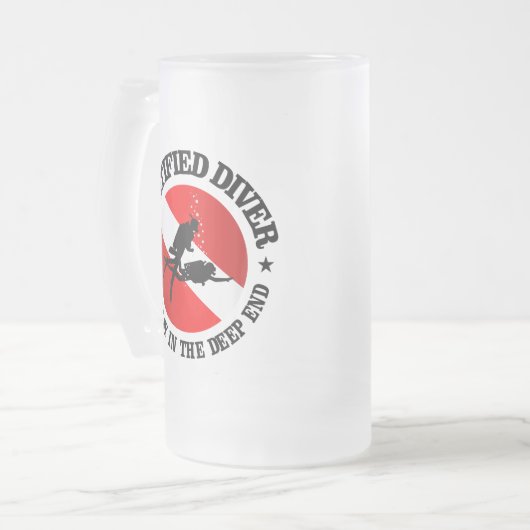 Zertifizierter Taucher (Tiefe Seite) Mattglas Bierglas (Vorderseite Links)