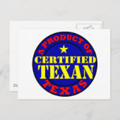 ZERTIFIZIERTER TEXAN POSTKARTE (Vorne/Hinten)
