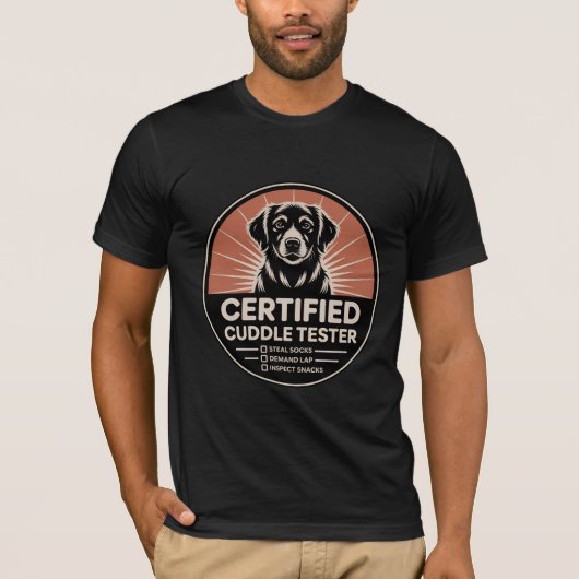 Zertifiziertes Cuddle Tester Dog Lover Shirt (Vorderseite)