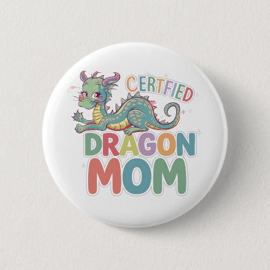 Zertifiziertes Dragon Mama farbenfrohe Gestaltung Button (Vorderseite)