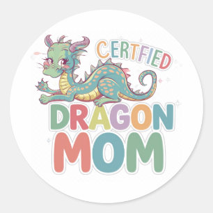 Zertifiziertes Dragon Mama farbenfrohe Gestaltung Runder Aufkleber