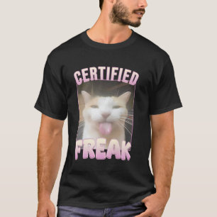 Zertifiziertes Freak lustiges Katzen-Meme T-Shirt
