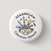 Zertifiziertes Genie Ihr Name Thinking Cap Cartoon Button (Vorderseite)