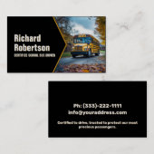 Zertifiziertes Schulbusfahrzeug auf der Straße Visitenkarte (Vorne/Hinten)