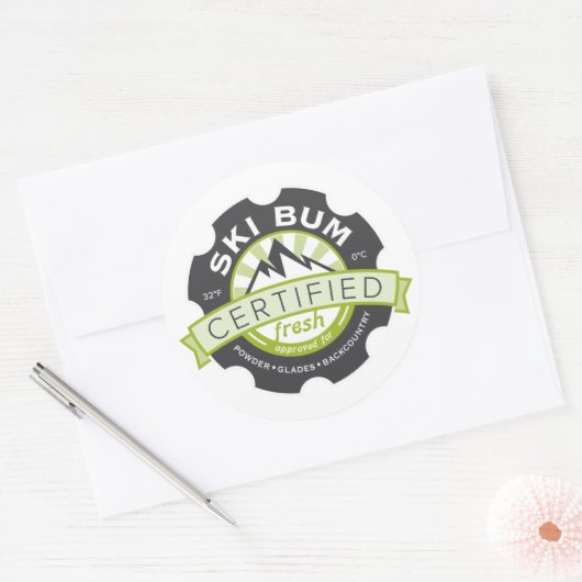 Zertifiziertes Skibum Runder Aufkleber (Umschlag)