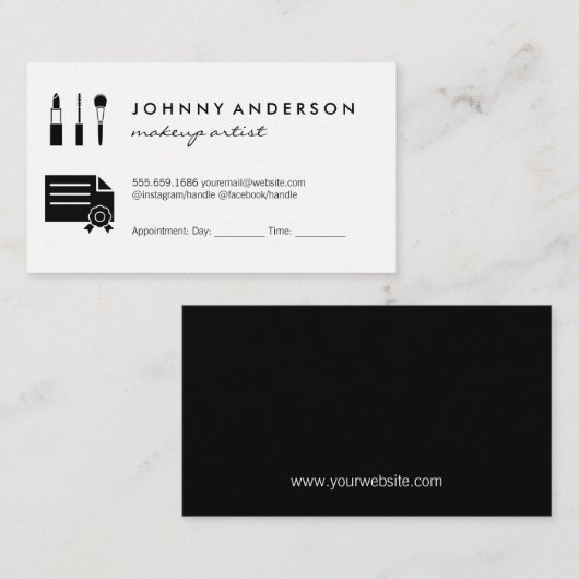 Zertifizierung von Makeup Tools Terminkarte (Vorne/Hinten)