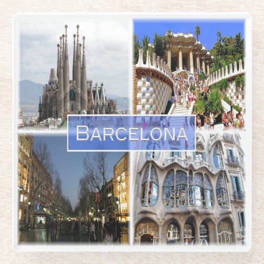 zES010 BARCELONA, Spanien, Glasuntersetzer (Vorderseite)