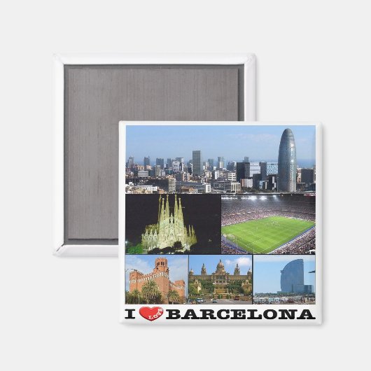 zES022 i Liebe BARCELONA, Spanien, Europa, Kühlsch Magnet (Vorderseite/Rückseite)