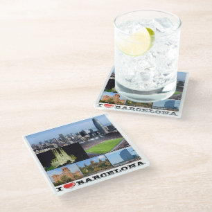 zES022 i Liebe BARCELONA, Spanien, Glasuntersetzer