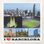 zES022 i Liebe BARCELONA, Spanien, Glasuntersetzer (Vorderseite)