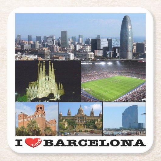 zES022 i Liebe BARCELONA, Spanien, Rechteckiger Pappuntersetzer (Vorderseite)