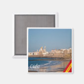 zES028 CADIZ Panorama Spanien, Kühlschrank Magnet (Vorderseite/Rückseite)