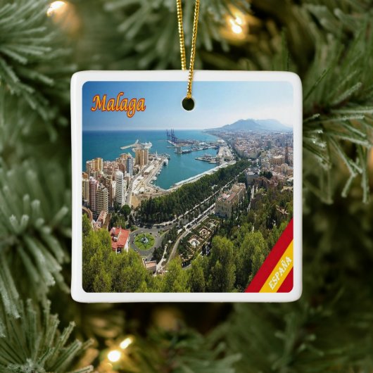 zES032 Panorama von MALAGA, Spanien, Europa, Keramikornament (Baum)