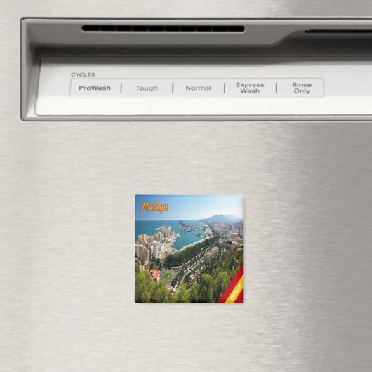 zES032 Panorama von MALAGA, Spanien, Europa, Kühls Magnet (In Situ (Geschirrspüler))