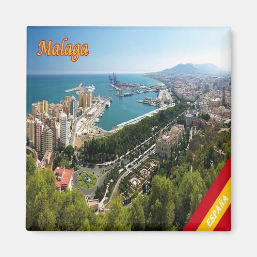 zES032 Panorama von MALAGA, Spanien, Europa, Kühls Magnet (Vorne)