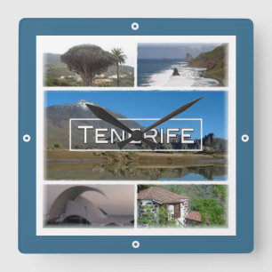 zES045 TENERIFE, Kanarische Inseln, Spanien, Squar Quadratische Wanduhr