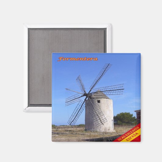 zES062 FORMENTERA WINDMIL, Balearen Spanien, Kühls Magnet (Vorderseite/Rückseite)