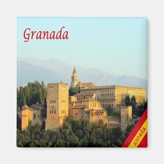 zES072 GRANADA Panorama Spanien, Kühlschrank Magnet (Vorne)