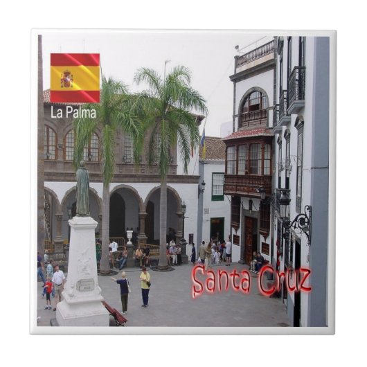 zES077 LA PALMA, SANTA CRUZ, Plaza de España, Fliese (Vorderseite)