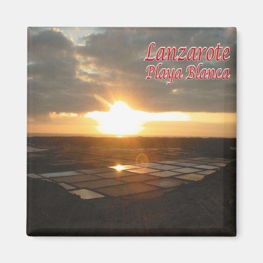 zES087 LANZAROTE, WEISSER STRAND, Spanien, Kühlsch Magnet (Vorne)