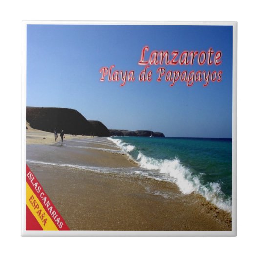zES088 LANZAROTE, STRAND PAPAGAYOS, Spanien, Fliese (Vorderseite)
