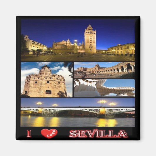 zES132 SEVILLA "I Liebe", Spanien, Kühlschrank Magnet (Vorne)