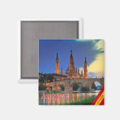 zES150 ZARAGOZA Panorama, Spanien, Kühlschrank Magnet (Vorderseite/Rückseite)