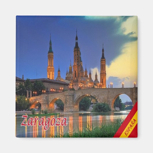 zES150 ZARAGOZA Panorama, Spanien, Kühlschrank Magnet (Vorne)
