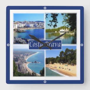 zES153 COSTA BRAVA Spanien, Quadratische Wanduhr