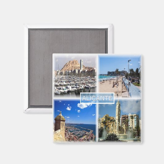 zES154 ALICANTE Postiguet beach Explanad, Fridge Magnet (Vorderseite/Rückseite)