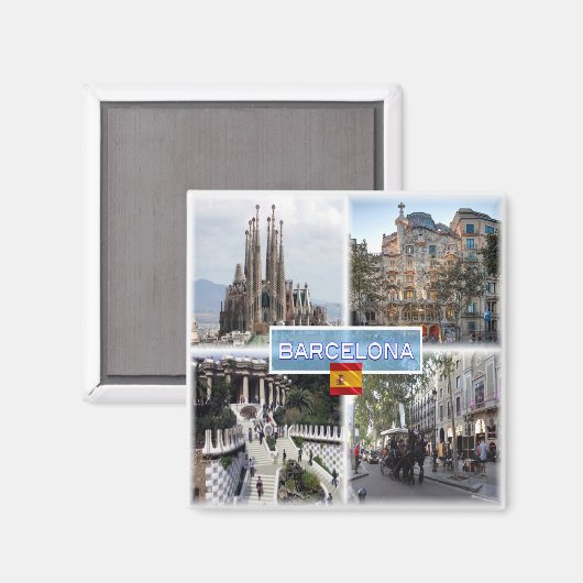 zES155 BARCELONA Sagrada Familia Casa Batllo, Magnet (Vorderseite/Rückseite)